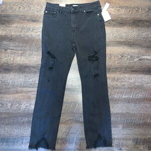 Wonderly Mid Rise Slim Flare Black Distressed Jeans Women’s Size 14 New With Tag